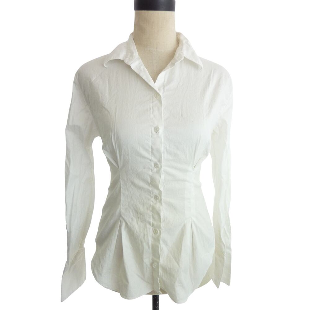 Reformation Womens Size 4 White Cotton Spandex Long Sleeve Top Shirt